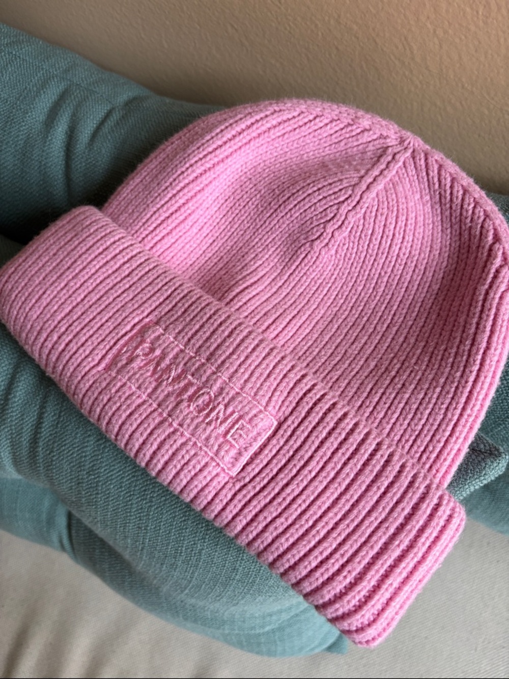 EUC PANTONE Pink Ribbed Foldover Beanie,Collab w/Forever21, Color Pink Frosting